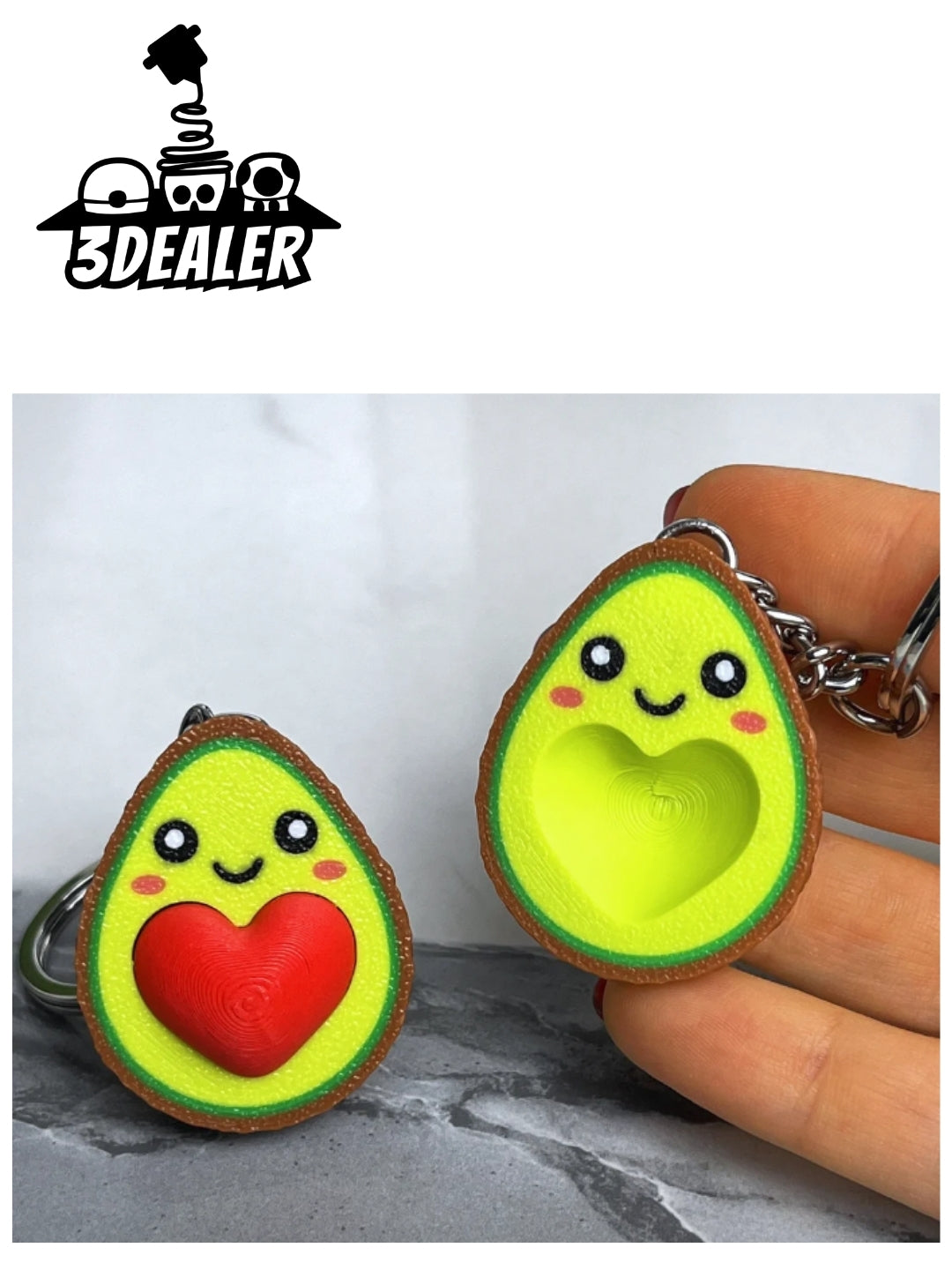 Διπλό μαγνητικό μπρελόκ αβοκάντο με καρδιά
